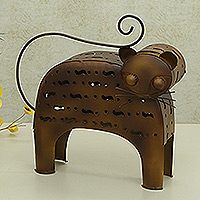 Iron decorative home accent, 'Eternal Cunningness' - Cat-Themed Decorative Home Accent Handcrafted from Iron