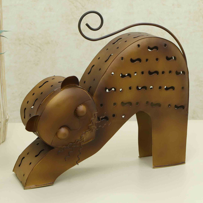 Acento decorativo de hierro para el hogar. - Acento decorativo de hierro con temática de gato hecho a mano en Brasil.