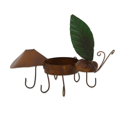 Iron decorative home accent, 'Joy of the Persevering' - Handcrafted Ant-Themed Iron Decorative Home Accent