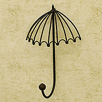 Gancho de pared de hierro, 'Umbrella Illusion' - Gancho de pared de hierro en forma de paraguas caprichoso hecho a mano