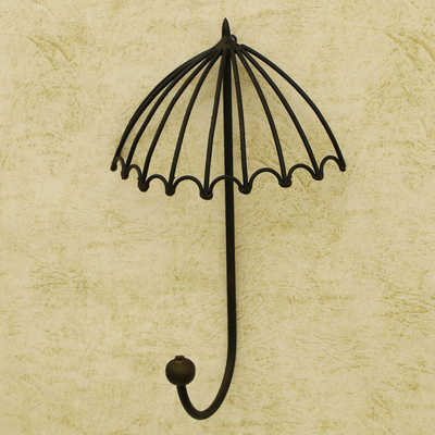 Gancho de pared de hierro - Gancho de pared de hierro en forma de paraguas caprichoso hecho a mano