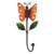 Iron wall hook, 'Optimism Butterfly' - Handcrafted Leafy Iron Wall Hook with Orange Butterfly