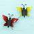 Esculturas de pared de hierro (juego de 2) - Juego de 2 esculturas de pared con temática de mariposas en rojo y amarillo
