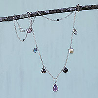 Multi-gemstone charm necklace, 'Earth's Joy' - Handcrafted Multi-Gemstone Charm Necklace from Brazil