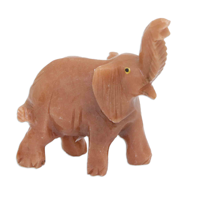 Escultura de dolomita - Escultura de un elefante en dolomita rosa hecha a mano en Brasil