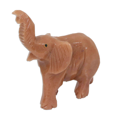 Dolomite sculpture, 'Calm Petite Elephant' - Pink Dolomite Sculpture of an Elephant Crafted in Brazil