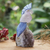 Edelsteinskulptur - Kakadu-Skulptur, handgefertigt aus Amethyst und blauem Quarz
