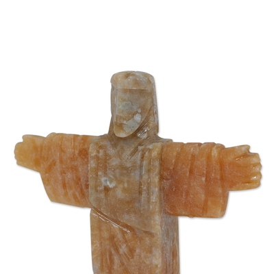 Calcite sculpture, 'Energy of the Benevolent' - Christ the Redeemer-Inspired Handmade Calcite Sculpture