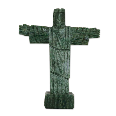 Escultura de serpentinita - Escultura de serpentinita hecha a mano inspirada en el Cristo Redentor