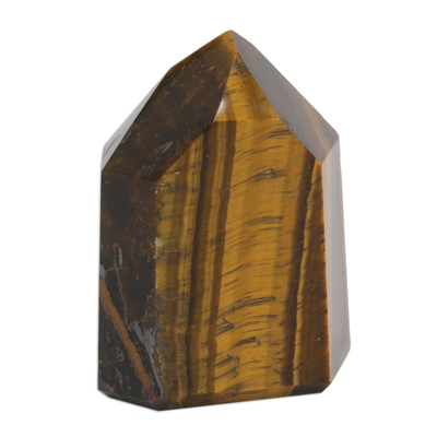 Tiger's eye statuette, 'Altar of Courage' - Natural Tiger's Eye Stone Statuette Handcrafted in Brazil