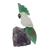 Gemstone sculpture, 'Gentle Cockatoo' - Cockatoo Sculpture Handcrafted from Clear and Green Quartz