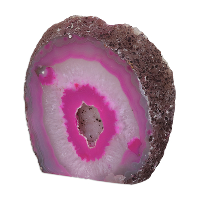 Geoda de ágata - Geoda de ágata natural rosa pulida de Brasil