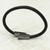 Leather cord bracelet, 'Shadow Arrow' - Epoxy-Coated Leather Cord Bracelet in Black from Brazil