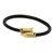 Gold-accented leather cord bracelet, 'Divine Arrow' - 18k Gold-Accented Leather Cord Bracelet in Black from Brazil thumbail