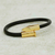 Gold-accented leather cord bracelet, 'Divine Arrow' - 18k Gold-Accented Leather Cord Bracelet in Black from Brazil (image 2b) thumbail