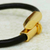 Gold-accented leather cord bracelet, 'Divine Arrow' - 18k Gold-Accented Leather Cord Bracelet in Black from Brazil (image 2c) thumbail