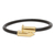Gold-accented leather cord bracelet, 'Divine Arrow' - 18k Gold-Accented Leather Cord Bracelet in Black from Brazil (image 2d) thumbail