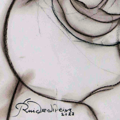 'Pierrot' - Dibujo de grafito firmado del payaso Pierrot clásico de Brasil