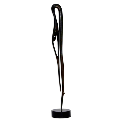 Bronze sculpture, 'Flowing' - Bronze Sculpture on Granite Base of An Abstract Female Form