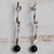 Agate drop earrings, 'Black Disco Ball' - Twisted Sterling Silver Drop Earrings with Black Agate Stone