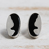 Agate drop earrings, 'Splendid Waves' - Wave-Themed Agate and Sterling Silver Drop Earrings