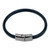 Leather wristband bracelet, 'Black Cosmopolitan' - Unisex Black Leather Wristband Bracelet with Zamac Clasp thumbail