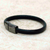 Leather wristband bracelet, 'Black Cosmopolitan' - Unisex Black Leather Wristband Bracelet with Zamac Clasp (image 2c) thumbail