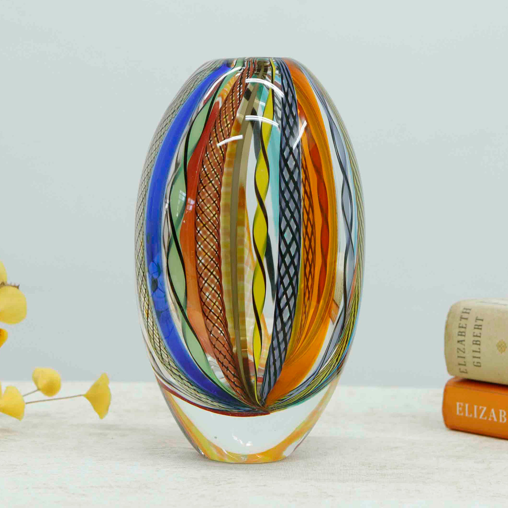 NOVICA Carnival Colors Handblown Art Glass Vase