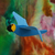 Wood sculpture, 'Flying Petite Blue Macaw' - Hand-Painted Wood Mobile of Soaring Petite Blue Macaw