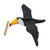 Wood sculpture, 'Flying Petite Toucan' - Hand-Painted Wood Mobile of Small Toucan with Flapping Wings