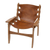Wood and leather chair, 'Mandala Comfort' - Mandala-Themed Brown Sucupira Wood and Leather Chair
