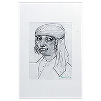 'Shepherd' - Stretched Impressionist Graphite Portrait of Renaissance Man