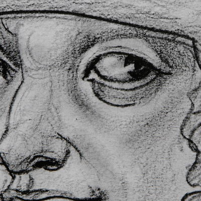 'Shepherd' - Retrato de hombre renacentista de grafito impresionista estirado