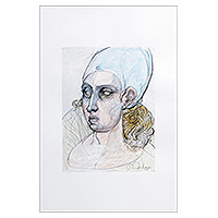 'Memories' - Impressionist Graphite Portrait of Renaissance Noblewoman