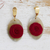 Gold-accented wood and horn dangle earrings, 'Rose Spell' - Wood and Horn Floral Dangle Earrings with 18k Gold Accents