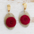 Gold-accented wood and horn dangle earrings, 'Rose Spell' - Wood and Horn Floral Dangle Earrings with 18k Gold Accents