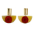 Gold-accented wood and horn dangle earrings, 'Rose Luxury' - 18k Gold-Accented Wood and Horn Rose Dangle Earrings
