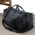 Reisetasche aus Leder - Reisetasche aus schwarzem Leder mit Griffen und verstellbarem Riemen