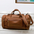 Leather travel bag, 'Brazil in the Light' (small) - Adjustable Light Brown 100% Leather Travel Bag (Small)