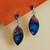 Silver and resin dangle earrings, 'Dulcet Forest' - Leaf-Shaped Cool-Toned Silver and Resin Dangle Earrings