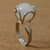 Agate single stone ring, 'Spring Clarity' - High Polished Floral White Agate Single Stone Ring