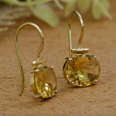 Ohrhänger aus Gold und Citrin - Ohrhänger aus 18-karätigem Gold mit facettierten 6-Karat-Zitrinsteinen