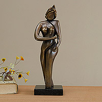Escultura de bronce, 'Bailarina de Samba' - Escultura abstracta de bronce de una bailarina de Samba de Brasil