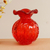 Handblown art glass vase, 'Red Marmalade' - Handblown Ruffled Art Glass Vase in Cherry Red from Brazil