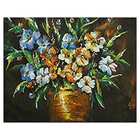 'Colores de primavera' - Acrílico sobre lienzo Bodegón floral de Brasil