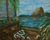 'Tropical Souvenir' - Sea Mountain Flower & Fruit Stand Acrylic Tropical Landscape
