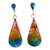 Silver and resin dangle earrings, 'colourful Drop' - Handmade 950 Silver & Resin Drop-Shaped Dangle Earrings