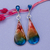 Silver and resin dangle earrings, 'colourful Drop' - Handmade 950 Silver & Resin Drop-Shaped Dangle Earrings