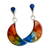 Silver and resin dangle earrings, 'Breathtaking Crescent' - Handmade 950 Silver & Resin Crescent Moon Dangle Earrings