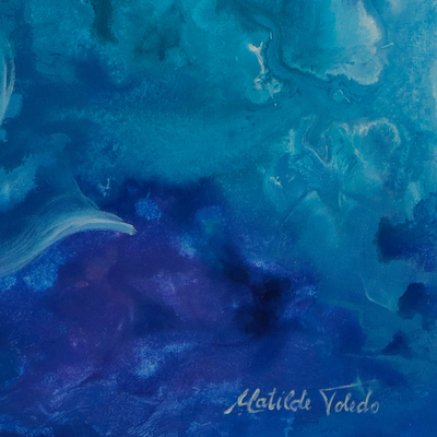 'Winter Dreams' - Modern Abstract Acrylic Painting in Blue Violet and White